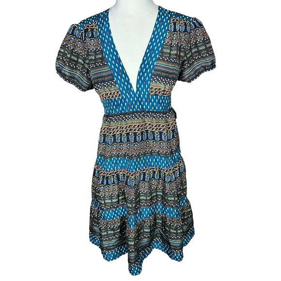 What Comes Around Goes Around Anthropologie Silk Floral Deep VNeck Peasant Dress - Picture 5 of 12